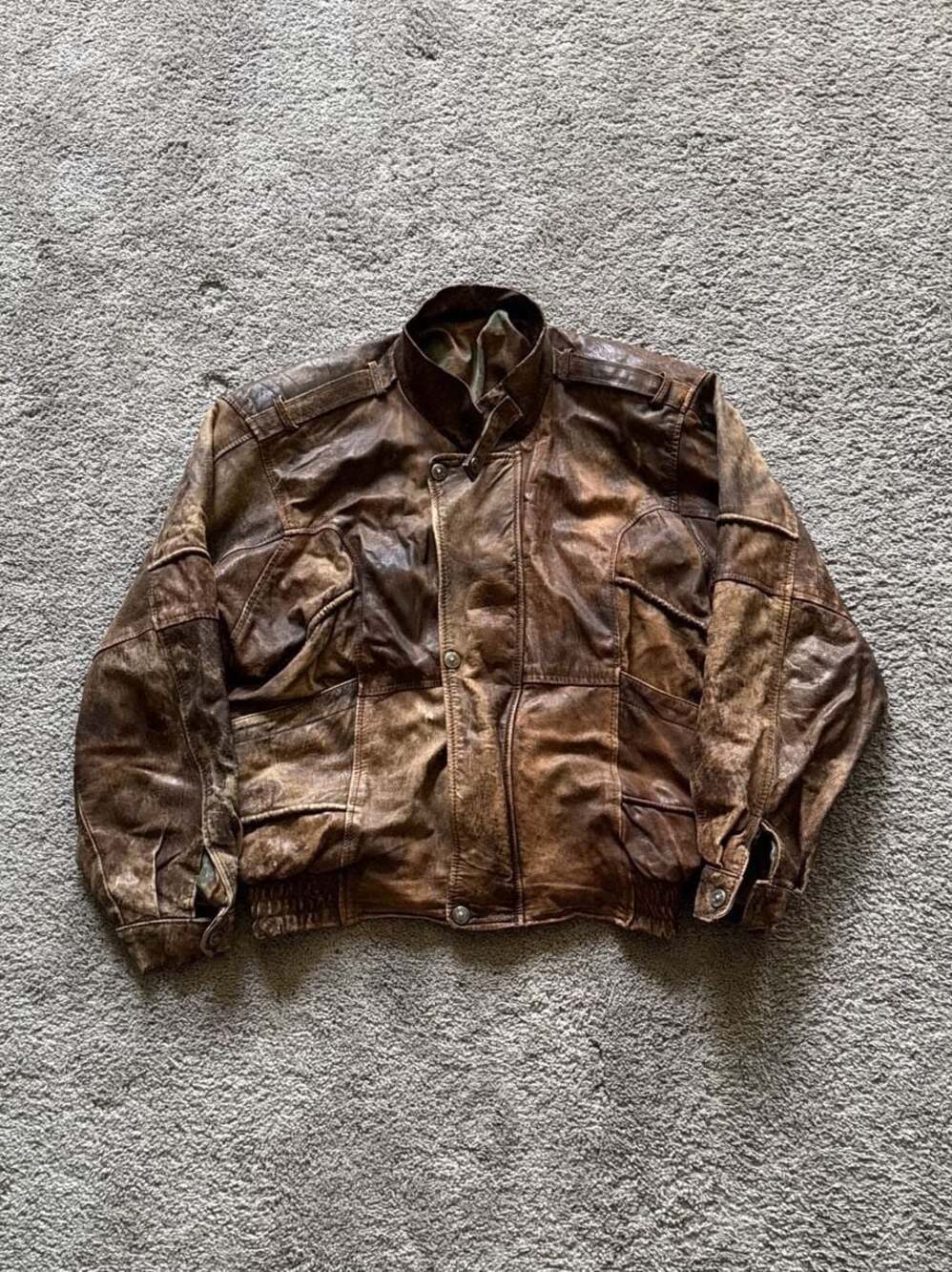 Vintage 60s / 70s Marvin Richard’s Distressed Brown Nappa Leather Bomber Jacket